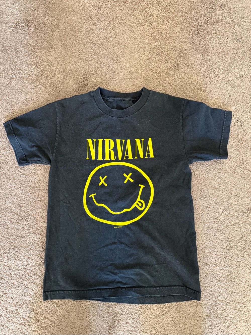 Nirvana Smiley Face shirt. Vintage 1992. Cut tag Size small